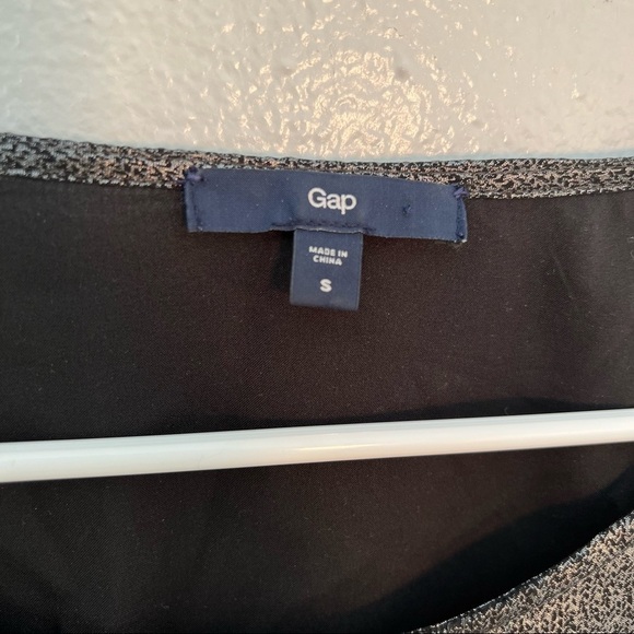 Gap Long Sleeve Scoop Neck Blouse Black Metallic - Picture 7 of 11